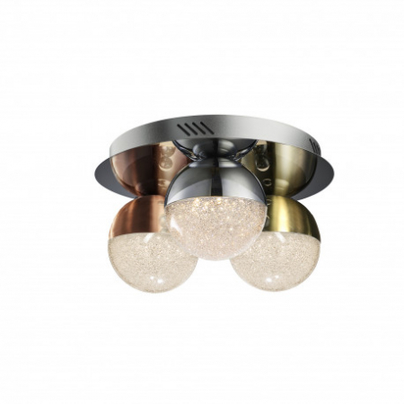 Promotii - Plafoniera lux dimabila crom/colorata rotunda Dalos, Ø 30 cm, 3 globuri LED metal si policarbonat texturat, 794025 - Schuller