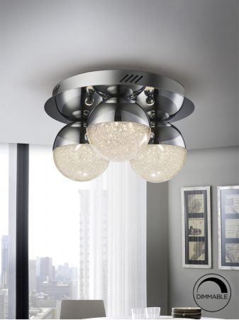 Plafoniera lux dimabila crom/colorata rotunda Dalos, Ø 30 cm, 3 globuri LED metal si policarbonat texturat, 794025 - Schuller [7]