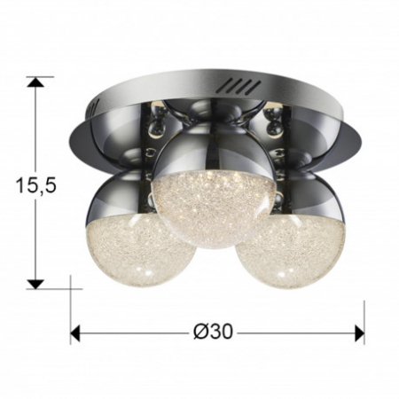Plafoniera lux dimabila crom/colorata rotunda Dalos, Ø 30 cm, 3 globuri LED metal si policarbonat texturat, 794025 - Schuller [6]
