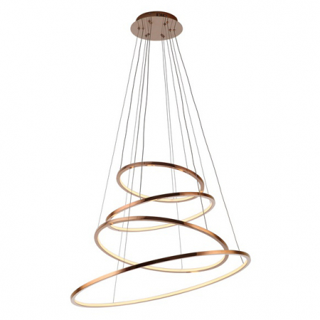 Lustra lux finisaj cupru 4 inele LED dimabil Senia Ø 80 cm metal/acril inaltime reglabila, P0244D - Maxlight [1]