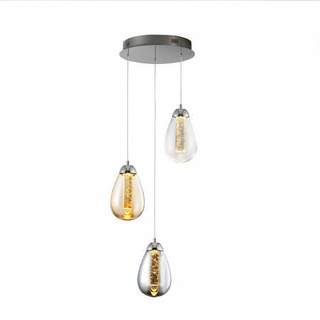 Lustre - Lustra lux rotunda Izma, 3 pendule sticla in 3 nuante, in forma de para, inaltime reglabila, 394782 - Schuller