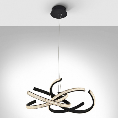 Lustre - Lustra lux LED neagra Dali, Ø 47 cm, metal si acril, inaltime reglabila, 302975 - Schuller