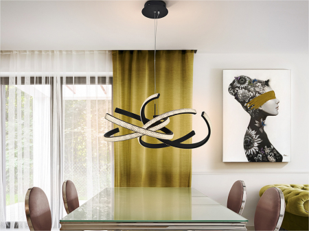 Lustra lux LED neagra Dali, Ø 47 cm, metal si acril, inaltime reglabila, 302975 - Schuller [2]