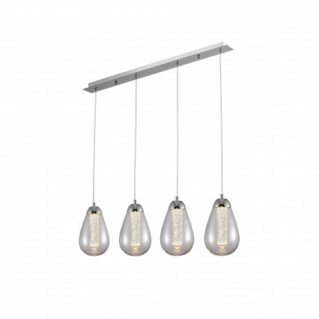 Lustre - Lustra lux liniara crom Izma, 4 pendule sticla, in forma de para, inaltime reglabila, 394460 - Schuller