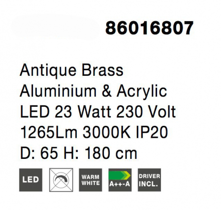 Lustra lux moderna pendul rotund auriu antic cu cristale acril Marika Ø45/65/85/108 cm, iluminare LED, 86016808 - Novaluce [8]