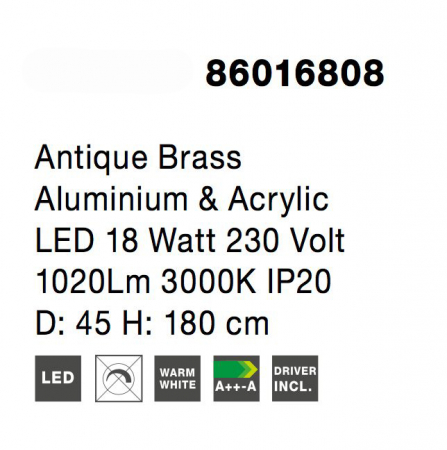 Lustra lux moderna pendul rotund auriu antic cu cristale acril Marika Ø45/65/85/108 cm, iluminare LED, 86016808 - Novaluce [4]