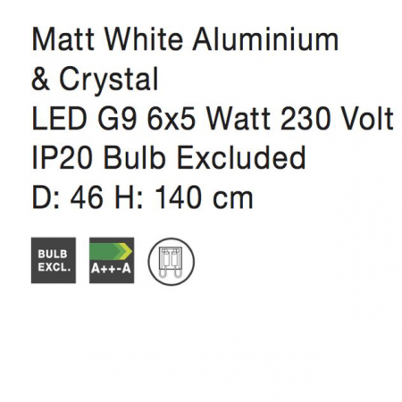 Lustra lux rotunda alba Shazi, Ø 46 cm, metal si cristal, 8502962 - Novaluce [3]