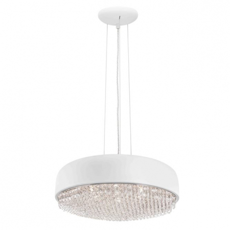 Promotii - Lustra lux rotunda alba Shazi, Ø 46 cm, metal si cristal, 8502962 - Novaluce