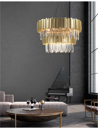 Lustra lux rotunda aurie cu cristale Carmina, din metal, Ø 73/85 cm, 81091718 - Novaluce [1]