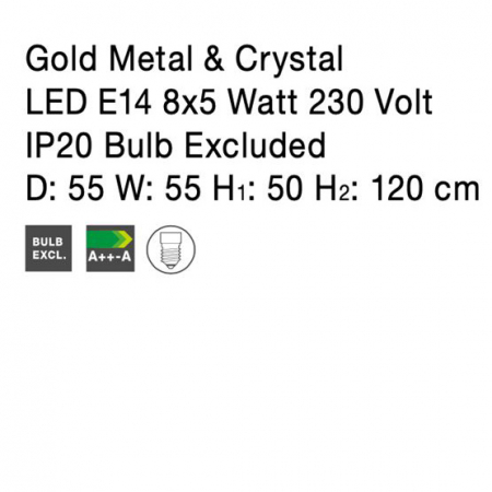 Lustra lux rotunda aurie cu cristale Morgan, din metal, Ø 40/55/73/85 cm, 9050120 - Novaluce [23]