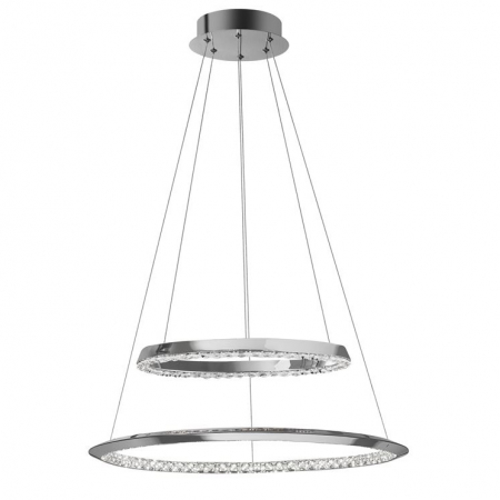 Lustre - Lustra lux rotunda crom cu cristale Avone, 1/2 inele ajustabile din metal cu LED dimabil, 9312837 - Novaluce