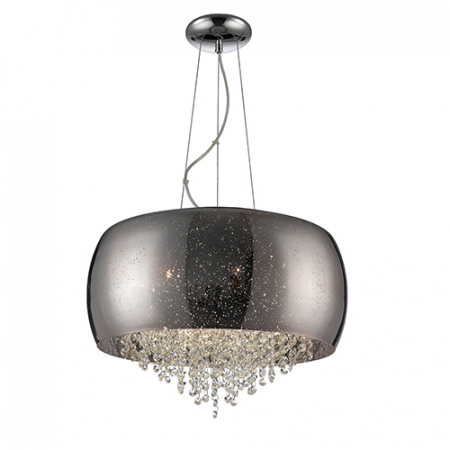 Lustra lux rotunda cupru/crom Eva Ø 50 cm, sticla suflata si cristale, inaltime reglabila, 618859 - Schuller [5]