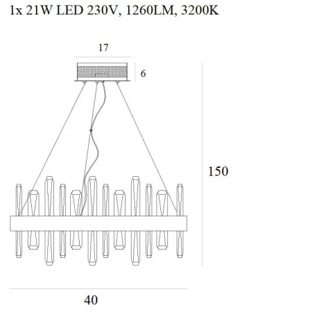 Lustra lux rotunda iluminare LED Ermes Ø 40/60 cm metal/sticla, inaltime reglabila, P0421 - Maxlight [3]