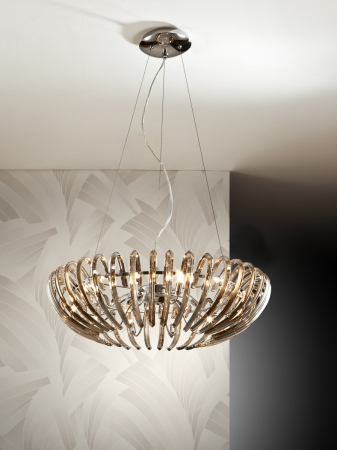 Lustra lux transparenta/sampanie Zaira, tije sticla curbata, inaltime reglabila, 876124 - Schuller [2]