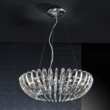 Lustra dimabila lux transparenta/sampanie Zaira, tije sticla curbata, inaltime reglabila, telecomanda, 876124D - Schuller [4]