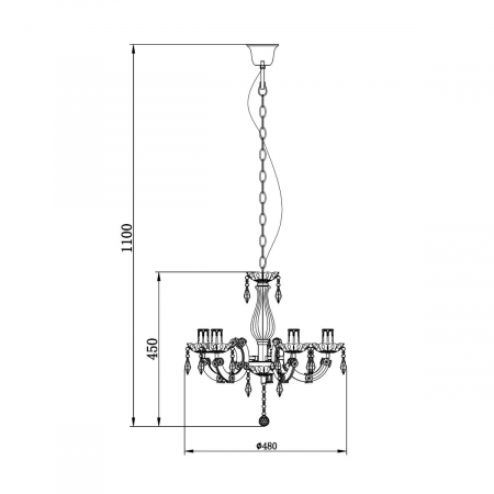 Lustra alba pe lant design clasic MAGNOLIA 48 cm metal, 003064-001622 - Zumaline [2]
