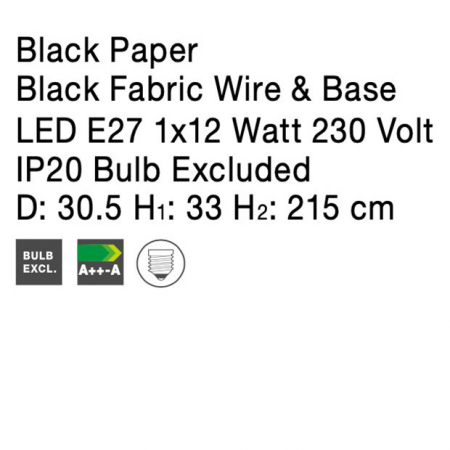 Lustra maro/neagra tip pendul premium Komo, abajur din hartie mocca, Ø 30,5 cm, inaltime reglabila, 9858713 - Novaluce [10]