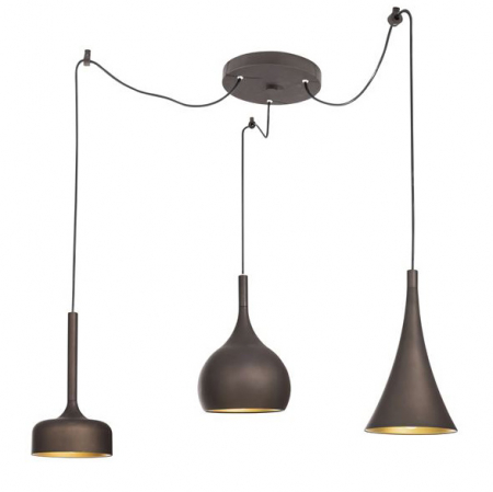 Lustre - Lustra metal maro Vemor cu 3 pendule de forma diferita, inaltime reglabila, 8942201 - Novaluce