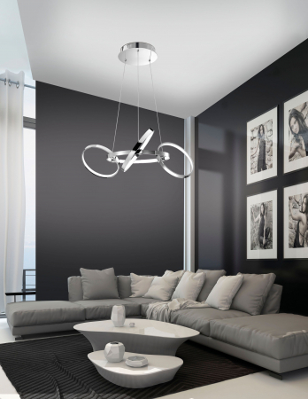 Lustra moderna 4 inele crom LED ajustabile Gyslain 75 cm, design lux, 7272801 - Novaluce [1]