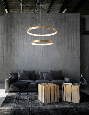 Lustra moderna aurie 2 pendule rotunde reglabile LED Kodey Ø60 cm, design lux, 8100281 - Novaluce [5]