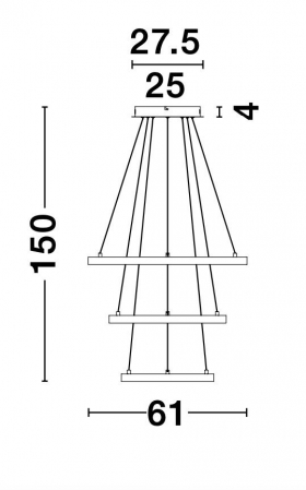 Lustra moderna aurie 3 pendule rotunde reglabile LED dimabil Kodey Ø60 cm, design lux, 9501430 - Novaluce [3]