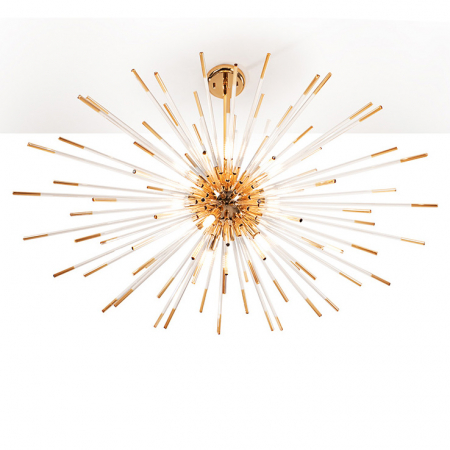 Lustre - Lustra moderna aurie/crom Xenia, tije din sticla transparenta cu terminatii metalice, inaltime reglabila, 381635 - Schuller