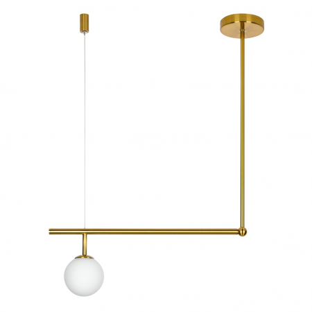Promotii - Lustra moderna aurie Koffi premium, abajur glob alb sticla, structura metal, XCP8035-1 - King