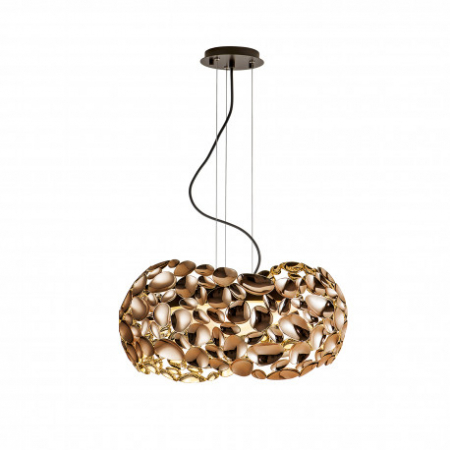 Lustre - Lustra moderna crom/alb/aur roz Daria, Ø 47 cm, metal, inaltime reglabila, 266251N - Schuller