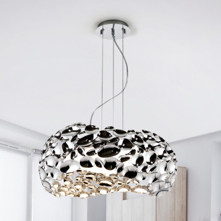 Lustre - Lustra moderna crom/alb/aur roz Daria, Ø 47 cm, metal, inaltime reglabila, 266284 - Schuller