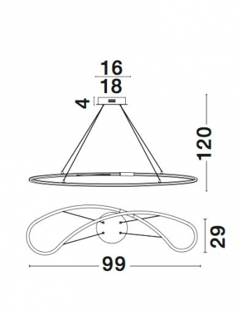Lustra moderna crom forma ovala Lempi 100 cm, iluminare LED, 8101241 - Novaluce [3]