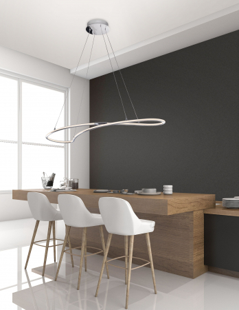 Lustra moderna crom forma ovala Lempi 100 cm, iluminare LED, 8101241 - Novaluce [2]