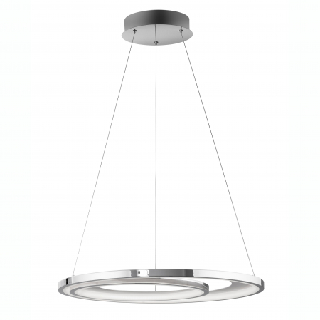 Promotii - Lustra moderna crom Melin Ø62 cm LED dimabil, forma rotunda doua cercuri, 9180302 - Novaluce