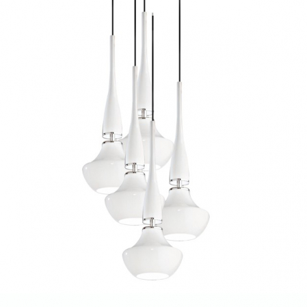 Lustra moderna cu 5 pendule suspendate albe/negre Eglan 46x210, design modern, 5 becuri, AZ 0261 - Azzardo [1]