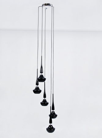 Lustra moderna cu 5 pendule suspendate albe/negre Eglan 46x210, design modern, 5 becuri, AZ 0261 - Azzardo [5]
