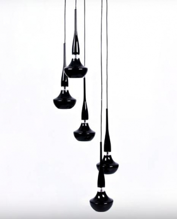 Lustra moderna cu 5 pendule suspendate albe/negre Eglan 46x210, design modern, 5 becuri, AZ 0261 - Azzardo [6]