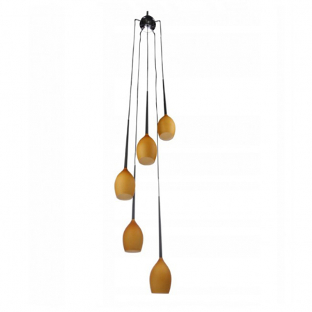 Lustre - Lustra moderna cu 5 pendule suspendate Garnet 40 cm, diverse culori, detaliu metalic negru, AZ 1231 - Azzardo