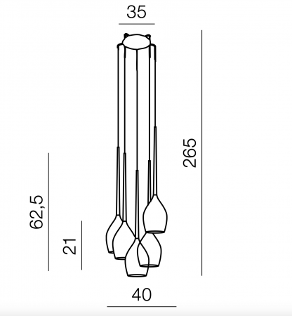 Lustra moderna cu 5 pendule suspendate Garnet 40 cm, diverse culori, detaliu metalic negru, AZ 1231 - Azzardo [7]