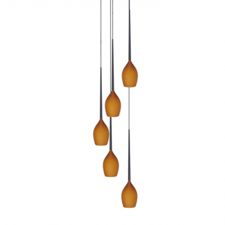 Lustra moderna cu 5 pendule suspendate Garnet 40 cm, diverse culori, detaliu metalic negru, AZ 1231 - Azzardo [1]