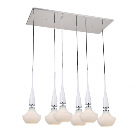 Lustre - Lustra moderna cu 6 pendule suspendate albe/negre Eglan Line 85x39 cm, design modern, AZ 1883 - Azzardo