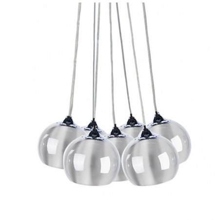 Lustra moderna cu 7 pendule tip glob crom/negru Branis 40 cm metal/sticla balistica, AZ 0635 - Azzardo [2]