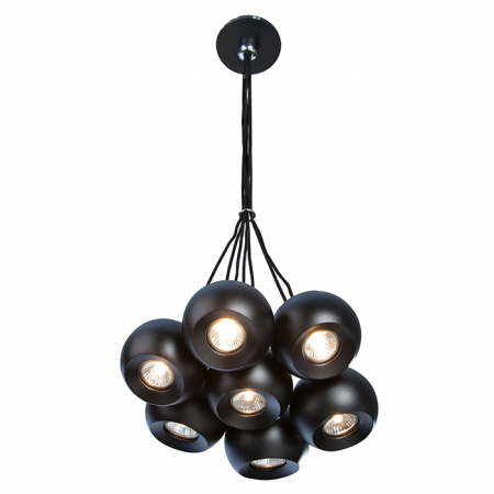Lustre - Lustra moderna cu 7 pendule tip glob crom/negru Branis 40 cm metal/sticla balistica, AZ 0635 - Azzardo