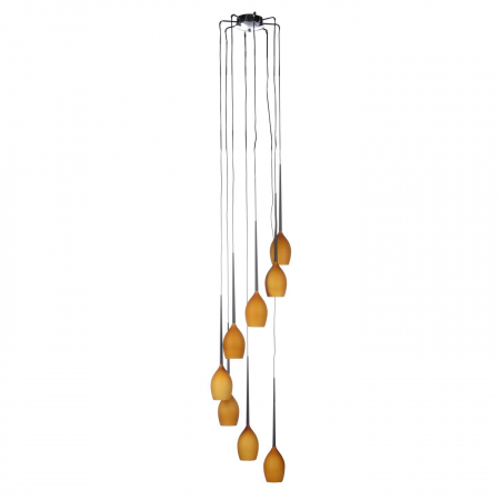 Lustre - Lustra moderna cu 8 pendule suspendate Garnet, diverse culori, detaliu metalic negru, AZ 1223 - Azzardo