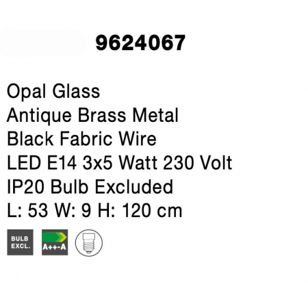 Lustra moderna liniara 3 pendule diferite alb cu auriu Felicia 53 cm, sticla/metal, 9624067 - Novaluce [6]