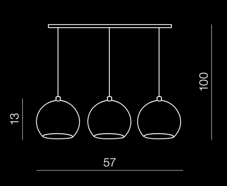 Lustra moderna liniara cu 3 pendule tip glob crom/alb/negru Branis 57 cm metal/sticla balistica, AZ 0638 - Azzardo [6]