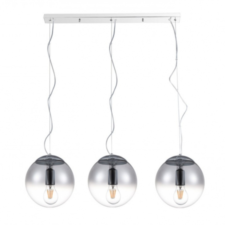 Lustre - Lustra moderna liniara cu 3 pendule tip glob Yonca Line 95 cm, sticla transparenta/ crom, AZ 3103 - Azzardo