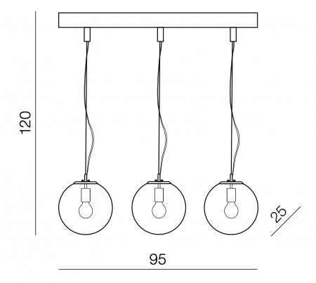 Lustra moderna liniara cu 3 pendule tip glob Yonca Line 95 cm, sticla transparenta/ crom, AZ 3103 - Azzardo [1]