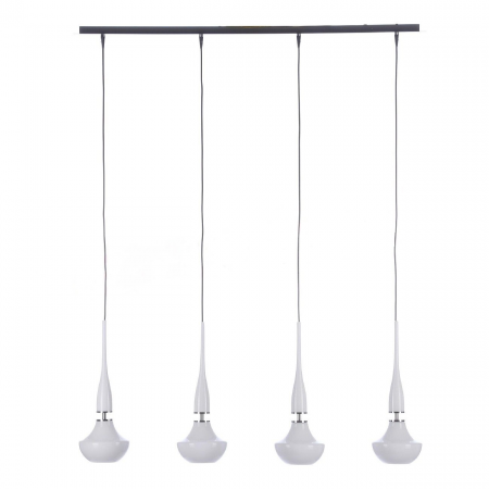 Lustre - Lustra moderna liniara cu 4 pendule suspendate albe/negre Eglan Line 101 cm, design modern, 4 becuri, AZ 0884 - Azzardo