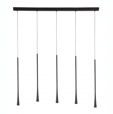 Lustre - Lustra moderna liniara cu 5 pendule Govin 110 cm, iluminare LED, metal negru, 9504001 - Novaluce