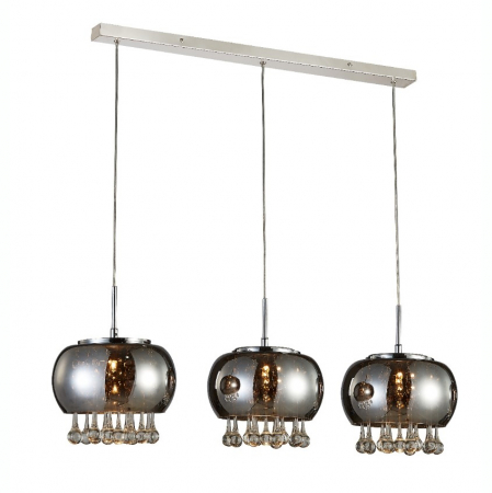 Lustre - Lustra moderna liniara cu pendule Inha Line 90 cm cu cristale, sticla cromata/metal, AZ 2454 - Azzardo