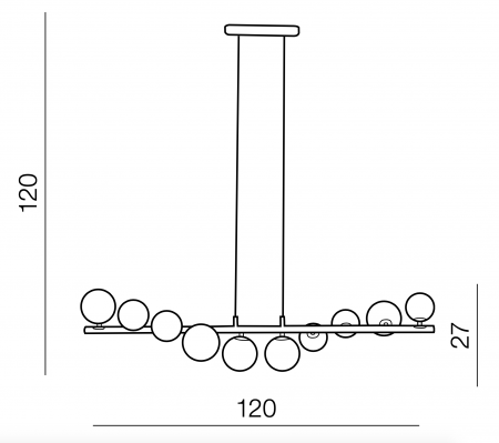 Lustra moderna liniara Maxi 120 cm, globuri albe/suport metal crom, 10 becuri, AZ 2100 - Azzardo [2]